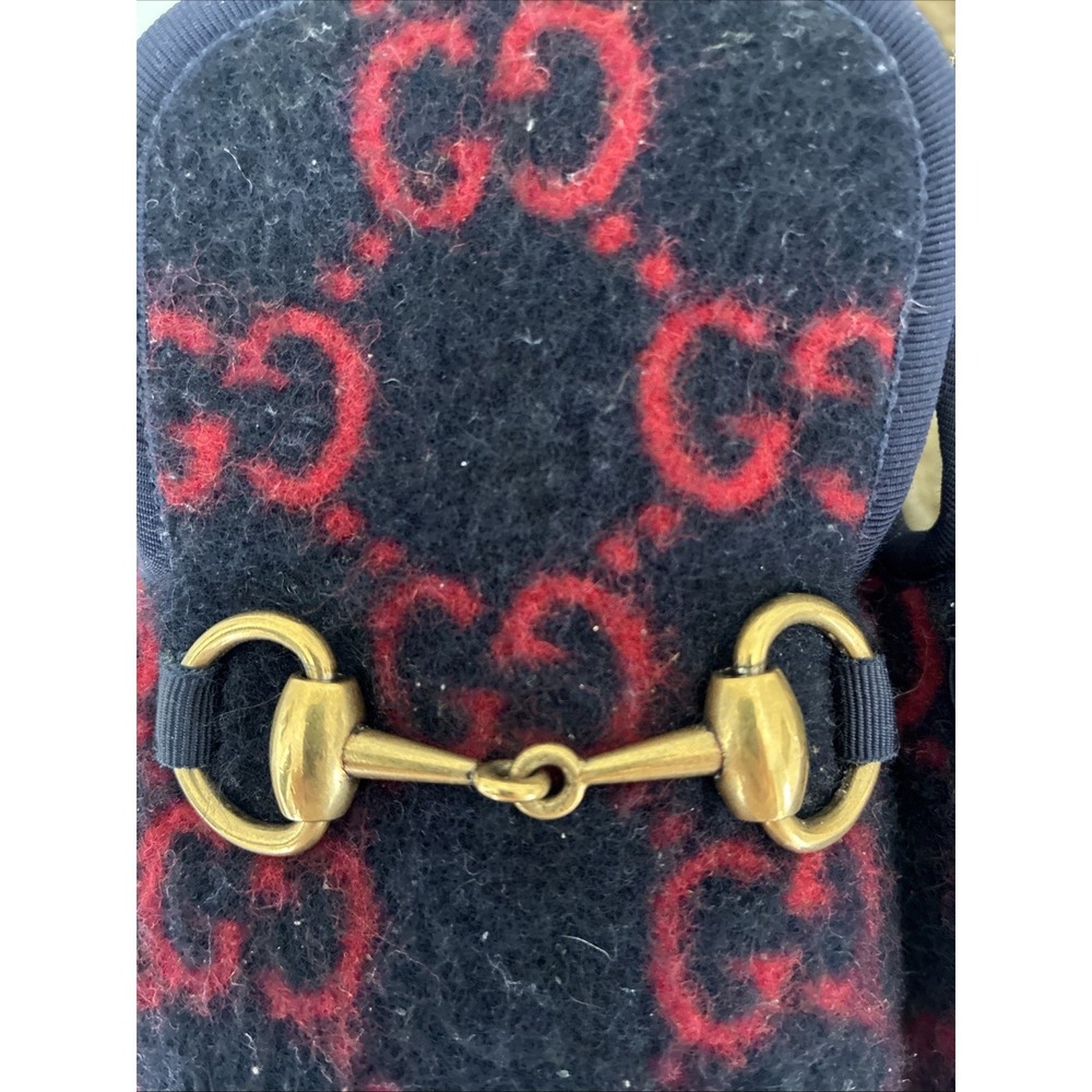 Gucci Fria Horsebit GG Monogram Logo Wool Slip On Loafers Gucci 39 EU, 8 Women's - Picture 3 of 16